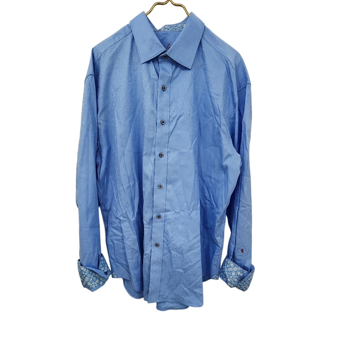Men's Robert Graham Flip Cuff Holiday Blue Shirt Size 2xl Xxl
